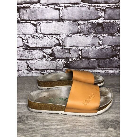 Betula Birkenstock Orange Leather Cork Strap Slide Sandals Women Sz 39EU/8.5M US - Picture 4 of 16